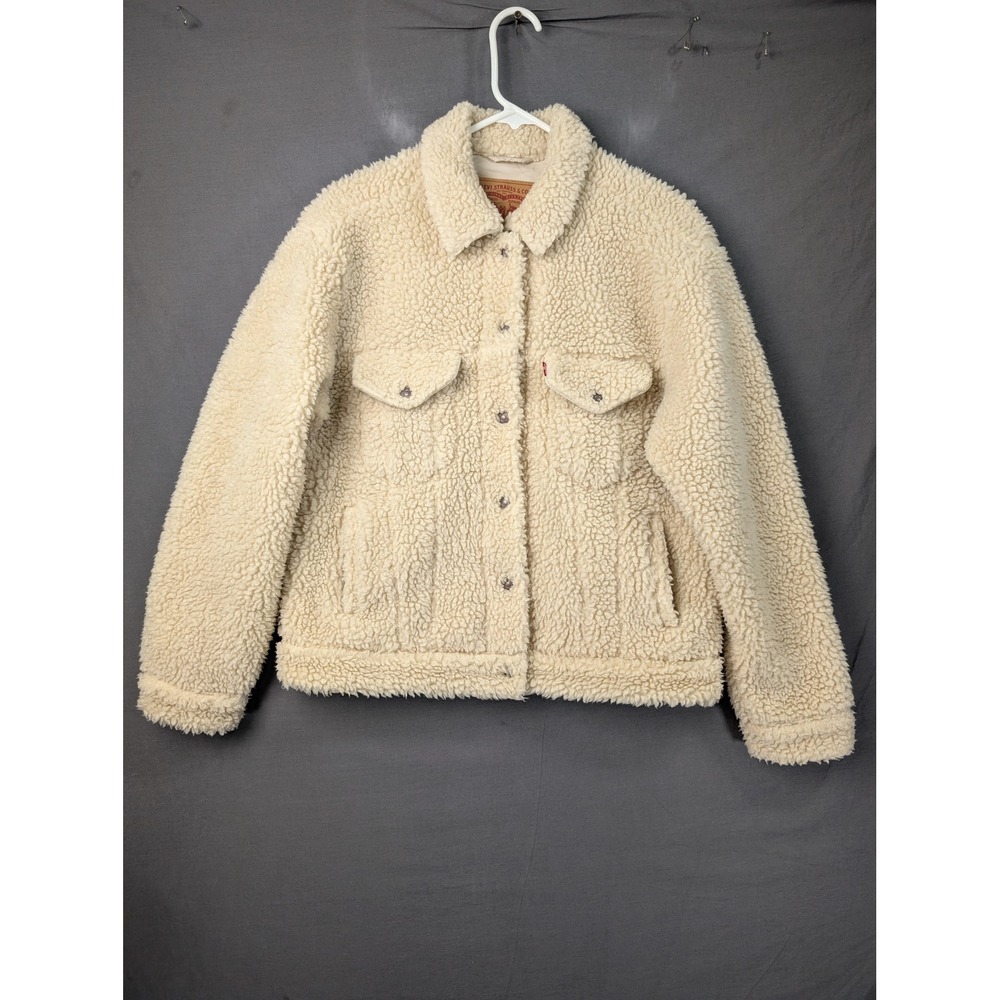 Levi Strauss Co Sherpa Trucker Jacket Cream 56861-0003 Womens Large